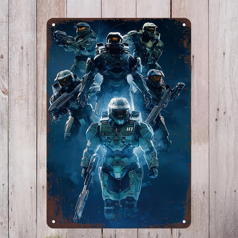 Home Decor Game - Halo-Inspired Metal Wall Art Sign, Vibrant