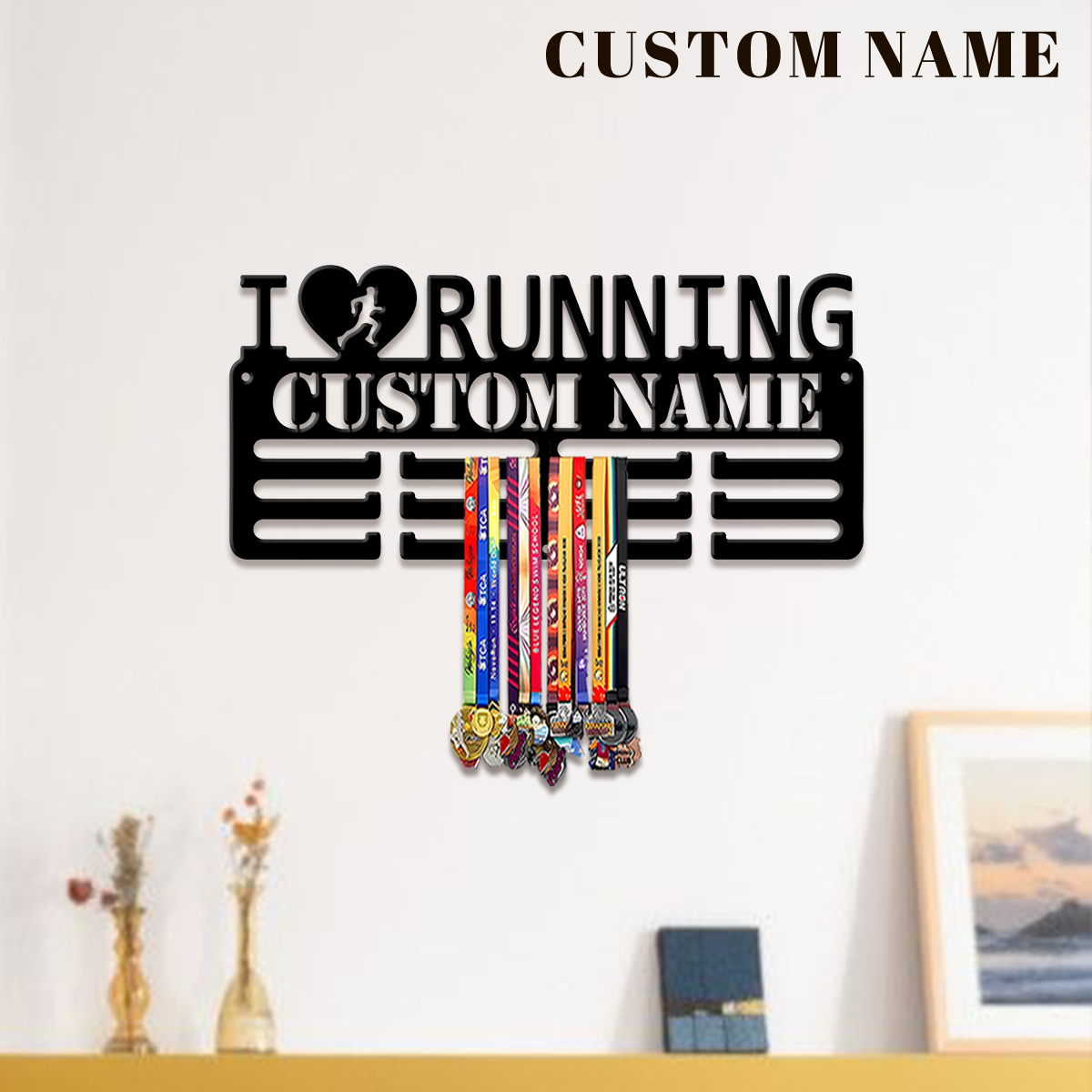 Home Decor For Wedding - Custom I Love Running Metal Medal