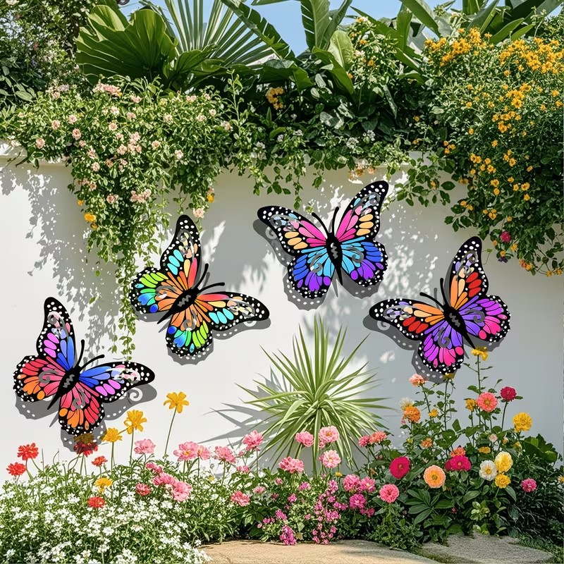 4pcs Colorful metal butterfly  - đánh giá và giá Home Decor Outside