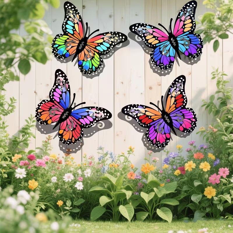 4pcs Colorful metal butterfly  - đánh giá và giá Home Decor Outside