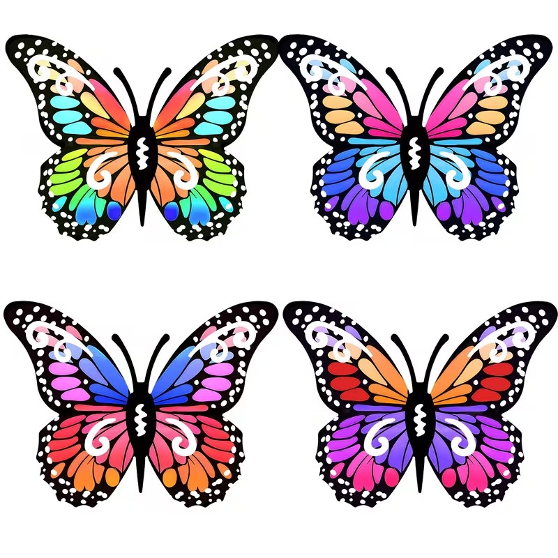 4pcs Colorful metal butterfly  - đánh giá và giá Home Decor Outside