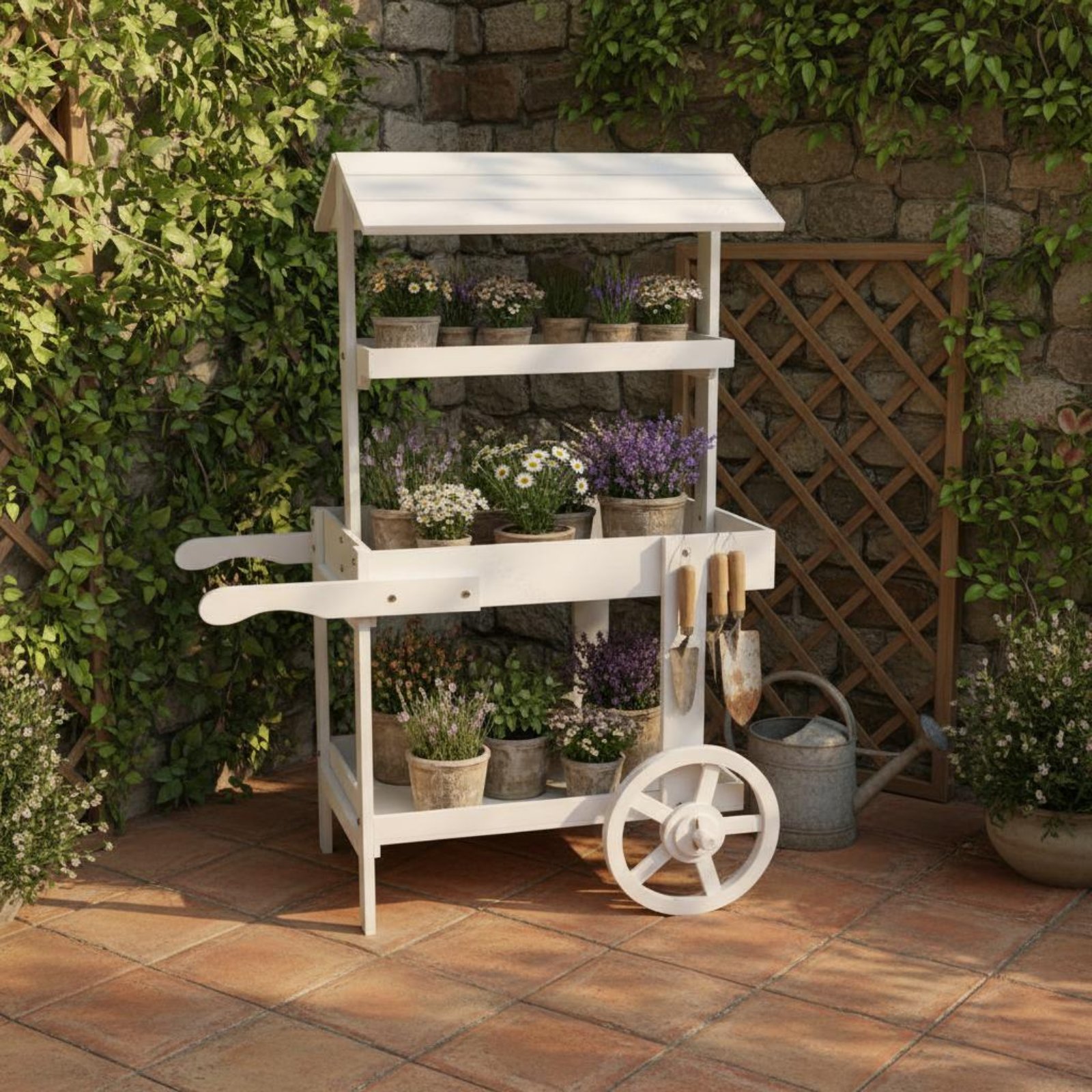 Wooden Flower Trolley Decorati - đánh giá và giá Home Decor Market