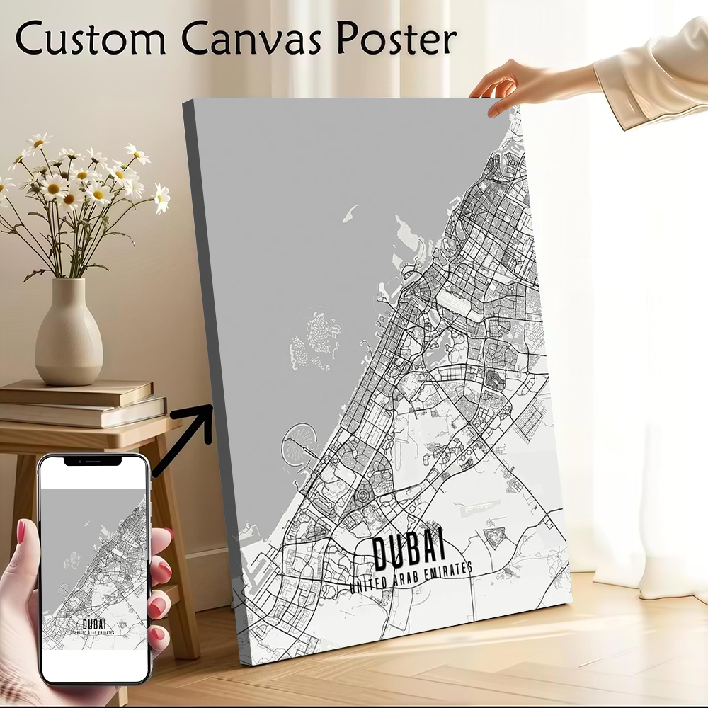 UAE Dubai City Map Poster Canv - đánh giá và giá Home Decor Uae