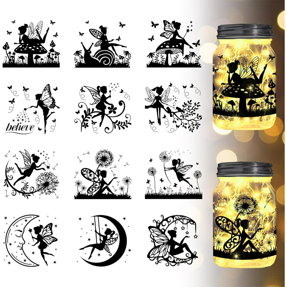Elf Silhouette Jar Cutouts Pap - đánh giá và giá Home Decor Wallpaper